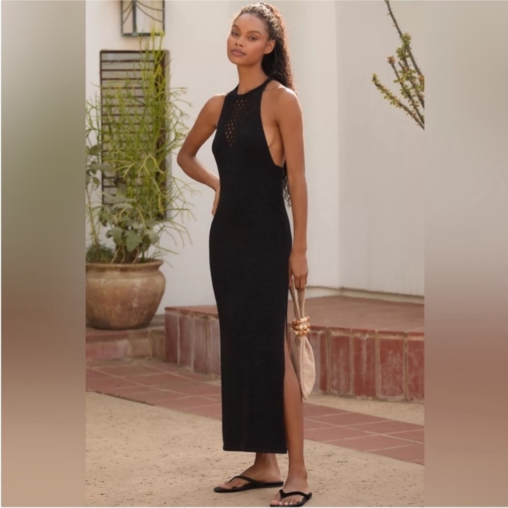 Anthropologie Black Sunday in Brooklyn Knit Midi Dress - Size Med
